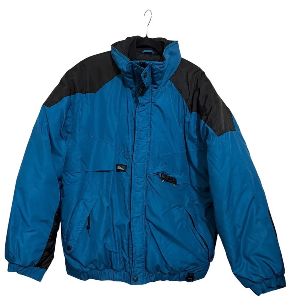 Inside Edge Vintage Blue Black Colorblock Puffer Jacket Ski Coat Womens XL